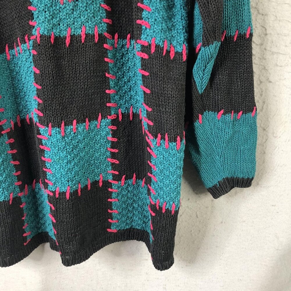 Vintage Cullinane Sweater Womens M Multicolor Floral Patchwork Chunky Knit Artsy - Picture 12 of 16